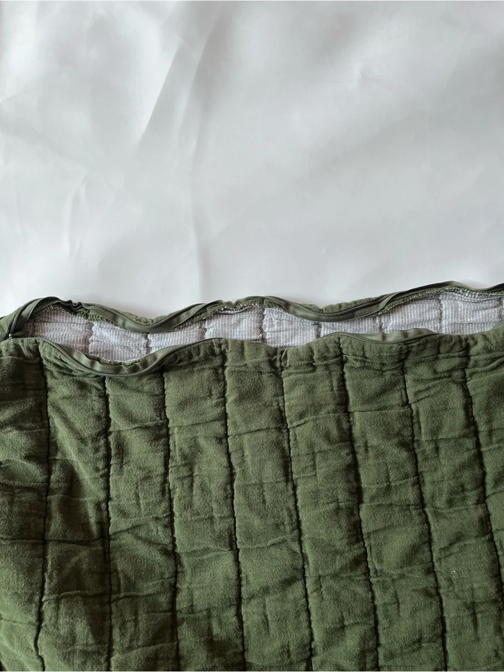 Set of 2 Schoolhouse Channeled Cotton Sham King Pillow alder green zipper